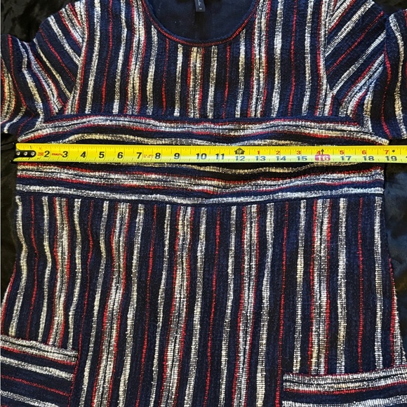 BCBGMaxazria Kathy‎ Striped Boucle Fringe Sweater Dress Size Medium - Picture 10 of 12